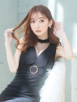 画像11: 【春の大感謝セール】リブストライプドレス/ホルターネック/ノースリーブ/フェイクベルト/胸元透け/谷間見せ/背中隠し/ミディアムドレス/キャバドレス【S-Mサイズ/2カラー】[OF08] 【IM】 (11)