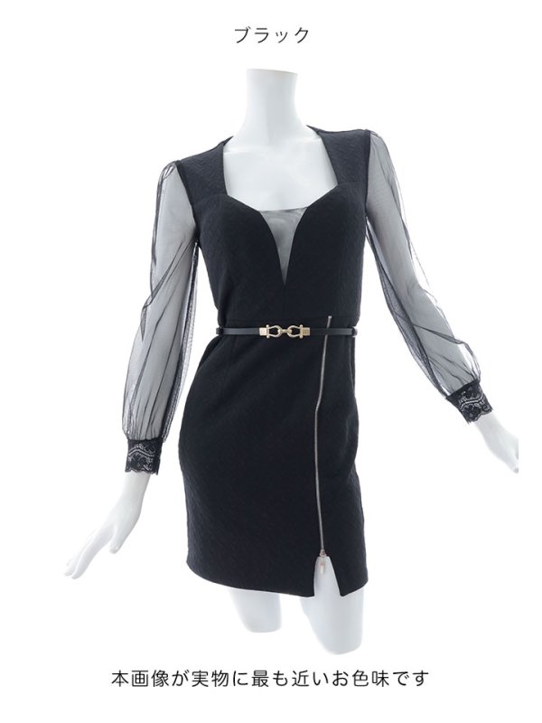 画像18: 再入荷!ボリュームシアースリーブ/チュール袖/ロングスリーブ/肌見せ/谷間見せ/背中見せ/タイト/ミニドレス/キャバドレス【S-Lサイズ/2カラー】[OF03B] 【IM】 (18)