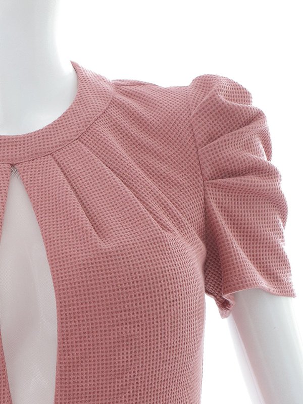 画像15: 再入荷!マーメイドドレス/ワッフル生地/ボリューム袖/ギャザー/胸元透け/シアー/谷間見せ/背中隠し/ミニドレス/キャバドレス【XS-Mサイズ/1カラー】[OF03B] 【IM】 (15)