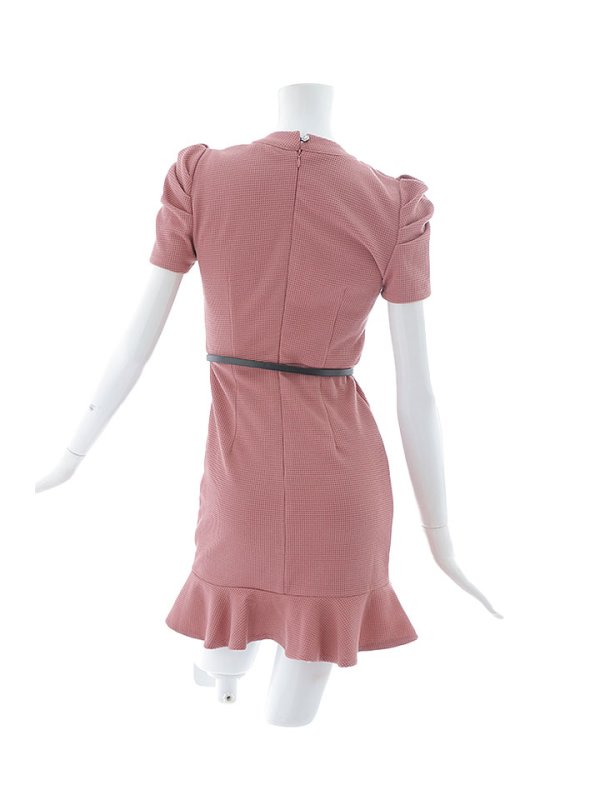 画像14: 再入荷!マーメイドドレス/ワッフル生地/ボリューム袖/ギャザー/胸元透け/シアー/谷間見せ/背中隠し/ミニドレス/キャバドレス【XS-Mサイズ/1カラー】[OF03B] 【IM】 (14)