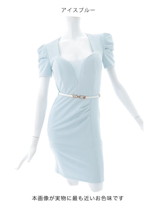 画像18: 再入荷！ボリューム袖/ポコポコ生地/半袖/胸元透け/シアー/谷間見せ/背中隠し/ミニドレス/キャバドレス【XS-Lサイズ/2カラー】[OF03B] 【IM】 (18)