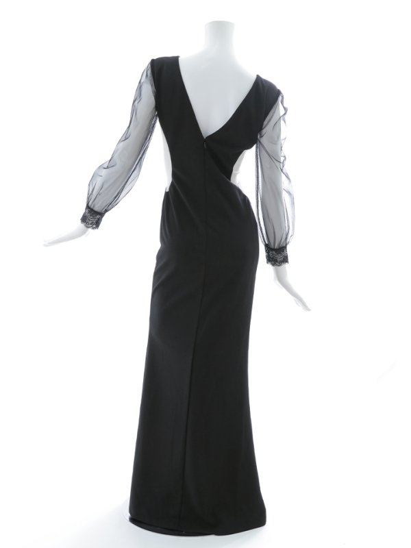 画像11: ビジュー刺繍チュール袖ロングドレス/レース/チュール/ビジュー/透け/ゴージャス/谷間見せ/キャバドレス/ロングドレス【S-Mサイズ/1カラー】[OF03B] 【IM】 (11)