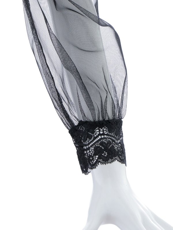 画像15: ビジュー刺繍チュール袖ロングドレス/レース/チュール/ビジュー/透け/ゴージャス/谷間見せ/キャバドレス/ロングドレス【S-Mサイズ/1カラー】[OF03B] 【IM】 (15)