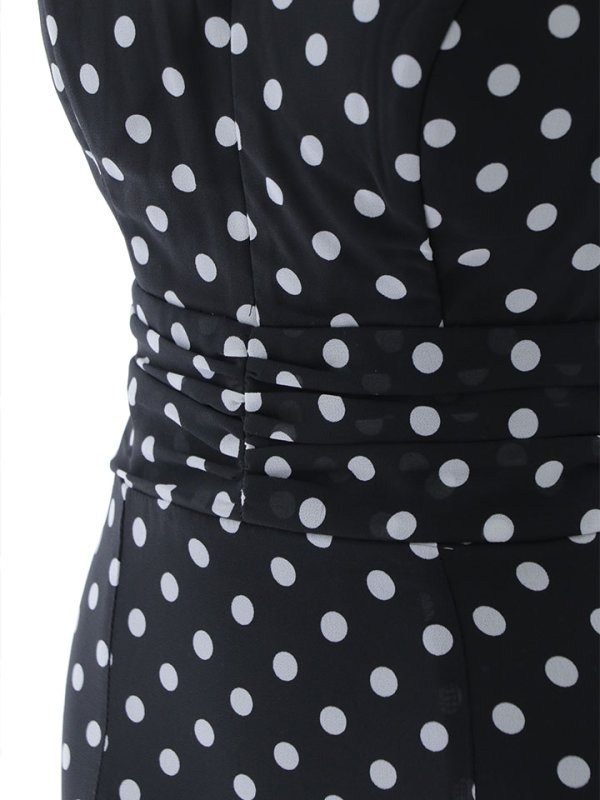 画像23: 水玉ワンピースドレス/フレアー/ノースリーブ/谷間見せ/背中隠し/ミディアムドレス/キャバドレス【S-Lサイズ/2カラー】[OF03B] 【IM】 (23)