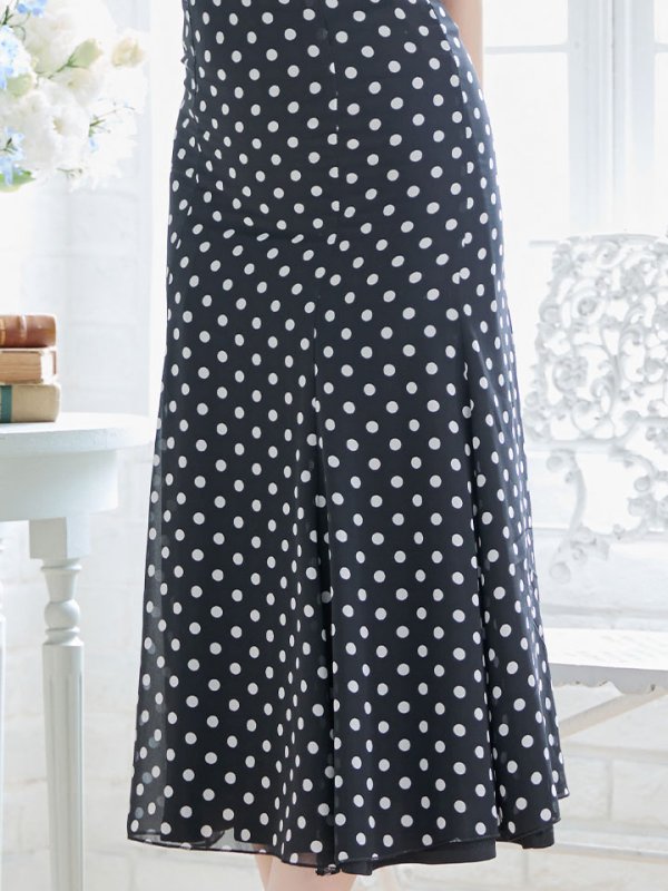 画像6: 水玉ワンピースドレス/フレアー/ノースリーブ/谷間見せ/背中隠し/ミディアムドレス/キャバドレス【S-Lサイズ/2カラー】[OF03B] 【IM】 (6)