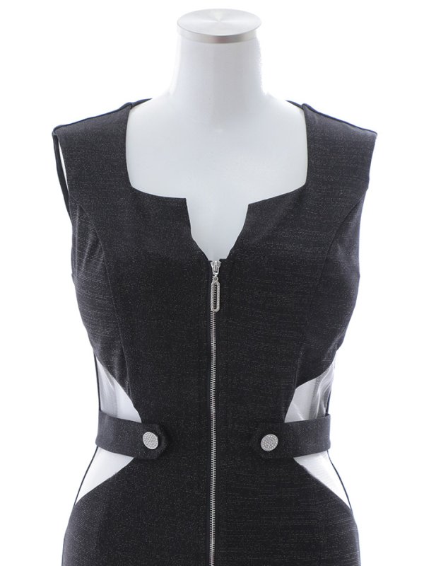 画像20: フロントジップラメミディアムドレス/キャバドレス【S-Mサイズ/1カラー】[OF03B] 【IM】 (20)