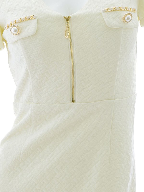 画像16: ショートタックスリーブドレス/ジップアップ/マーメイドスカート/パール/ボタン/谷間見せ/背中隠し/ミニドレス/キャバドレス【S-Lサイズ/1カラー】】[OF03B-X] 【IM】 (16)