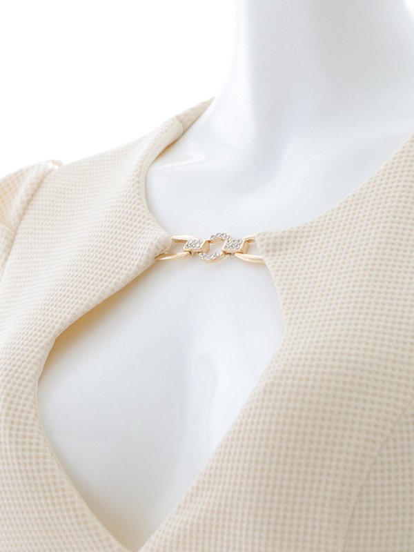 画像17: ワッフルマーメイドドレス/ワッフル生地/半袖/谷間見せ/背中隠し/ミディアムドレス/キャバドレス【S-Lサイズ/1カラー】[OF03B] 【IM】 (17)