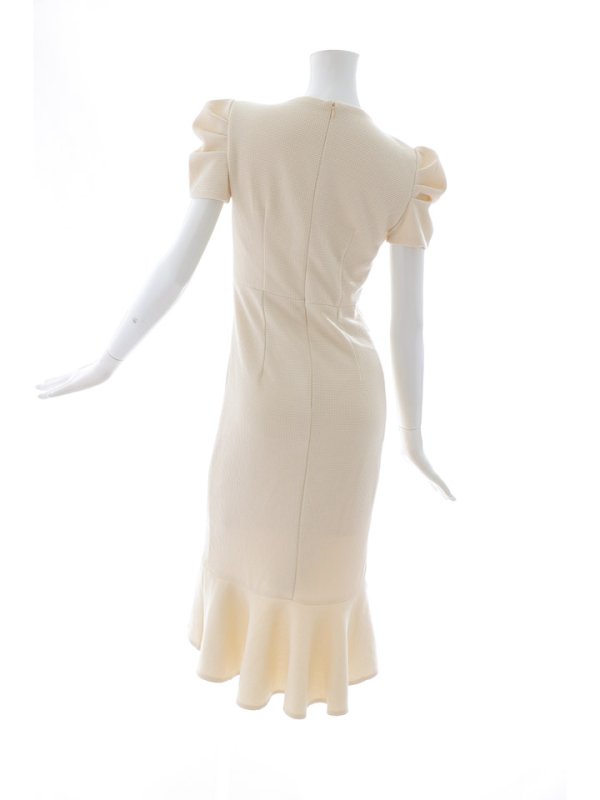 画像14: ワッフルマーメイドドレス/ワッフル生地/半袖/谷間見せ/背中隠し/ミディアムドレス/キャバドレス【S-Lサイズ/1カラー】[OF03B] 【IM】 (14)