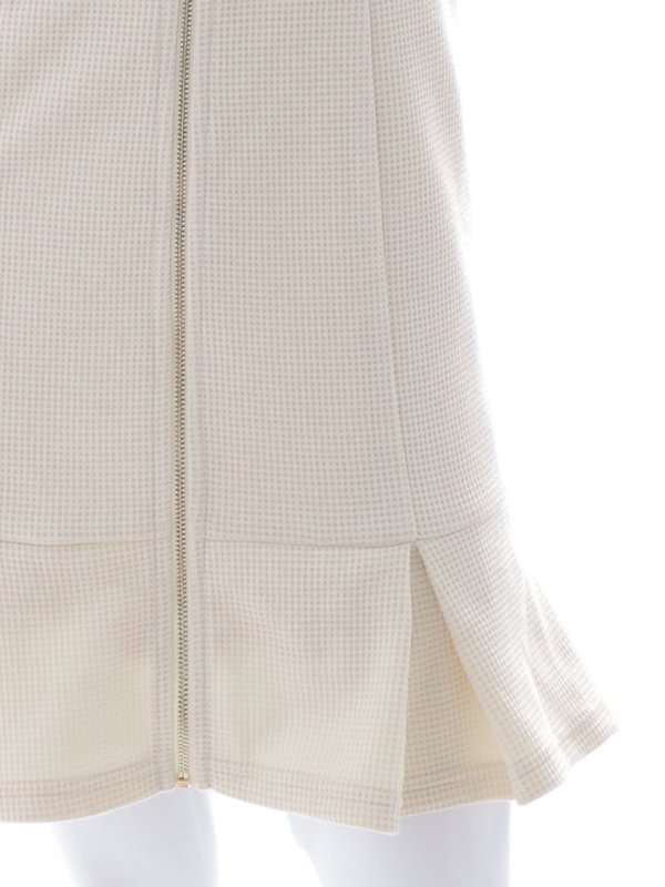 画像14: ワッフルフロントジップドレス/胸元オープンカット/プリーツスカート/谷間見せ/背中隠し/ミニドレス/キャバドレス【XS-Lサイズ/1カラー】[OF03B] 【IM】 (14)