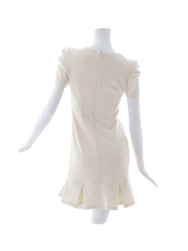 画像12: ワッフルフロントジップドレス/胸元オープンカット/プリーツスカート/谷間見せ/背中隠し/ミニドレス/キャバドレス【XS-Lサイズ/1カラー】[OF03B] 【IM】 (12)