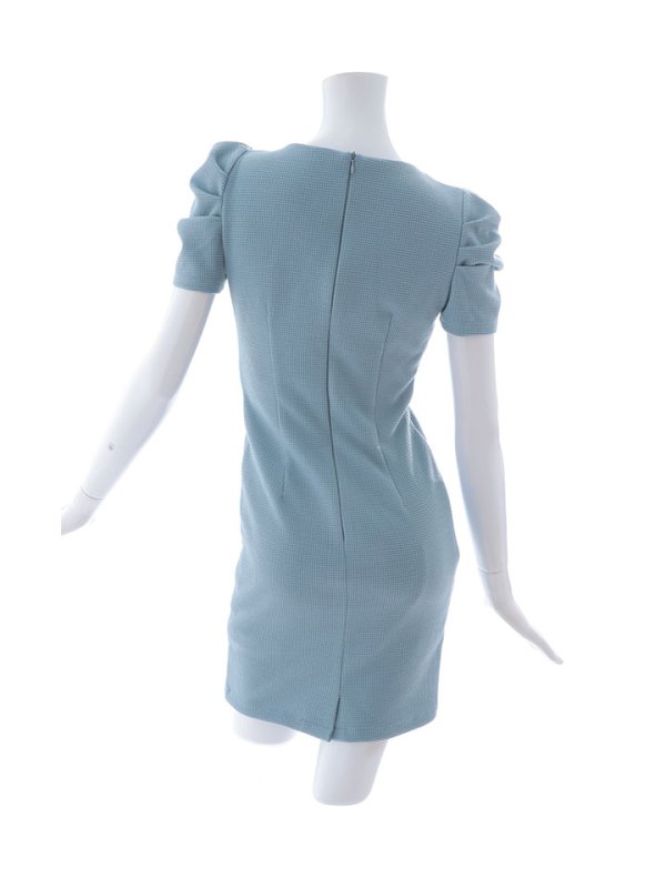 画像14: ワッフルタイトドレス/パフスリーブ/ボタン/谷間見せ/背中隠し/ミニドレス/キャバドレス【S-Mサイズ/1カラー】[OF03B] 【IM】 (14)