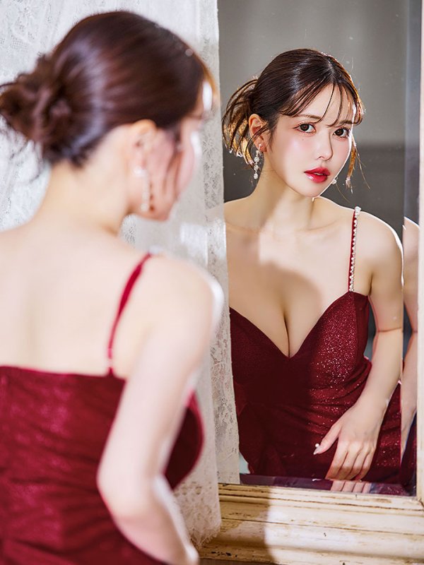 画像11: ラッフルフリルキャミソールドレス/アシンメトリー/マーメイド/ラメ/グリッター/ノースリーブ/谷間見せ/背中見せ/ミディアムドレス/キャバドレス【S-XLサイズ/4カラー】[OF03B]【IM】dzw (11)