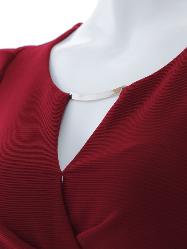 画像21: パフスリーブタイトドレス/谷間見せ/背中隠し/ミニドレス/キャバドレス【XS-Lサイズ/2カラー】[OF03B] 【IM】 (21)