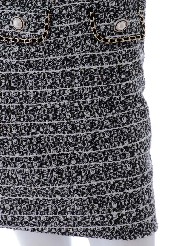 画像22: 新色登場!ツイードタイトドレス/チェーン/ボタン/ポケット/谷間見せ/背中隠し/パフスリーブ/キャバドレス/ミニドレス【XS-Lサイズ/2カラー】[OF03B] 【IM】 (22)