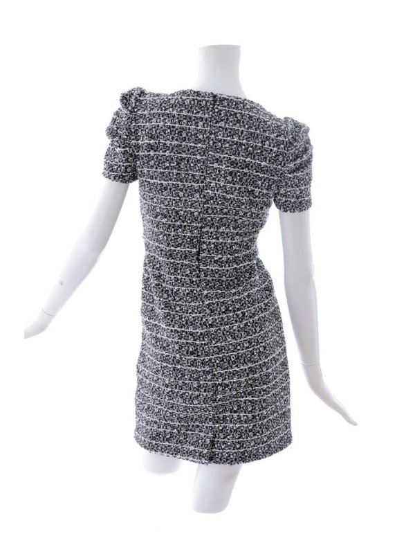 画像18: 新色登場!ツイードタイトドレス/チェーン/ボタン/ポケット/谷間見せ/背中隠し/パフスリーブ/キャバドレス/ミニドレス【XS-Lサイズ/2カラー】[OF03B] 【IM】 (18)