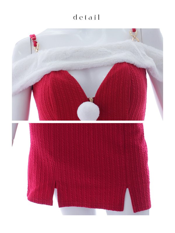 画像44: 【ノベルティ対象】【即日発送！】【サンタコス 3点セット】【XS-Lサイズ/3カラー】オフショルニットワンピサンタコスプレ(SLG001)(SFB001)[YMT] (44)