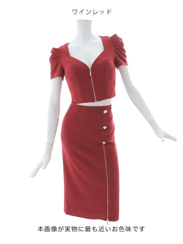 画像13: ワッフルセットアップミディアムドレス/キャバドレス【S-Lサイズ/2カラー】[OF03B] 【IM】 (13)