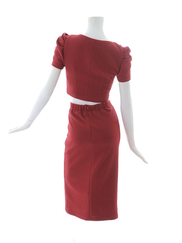 画像15: ワッフルセットアップミディアムドレス/キャバドレス【S-Lサイズ/2カラー】[OF03B] 【IM】 (15)