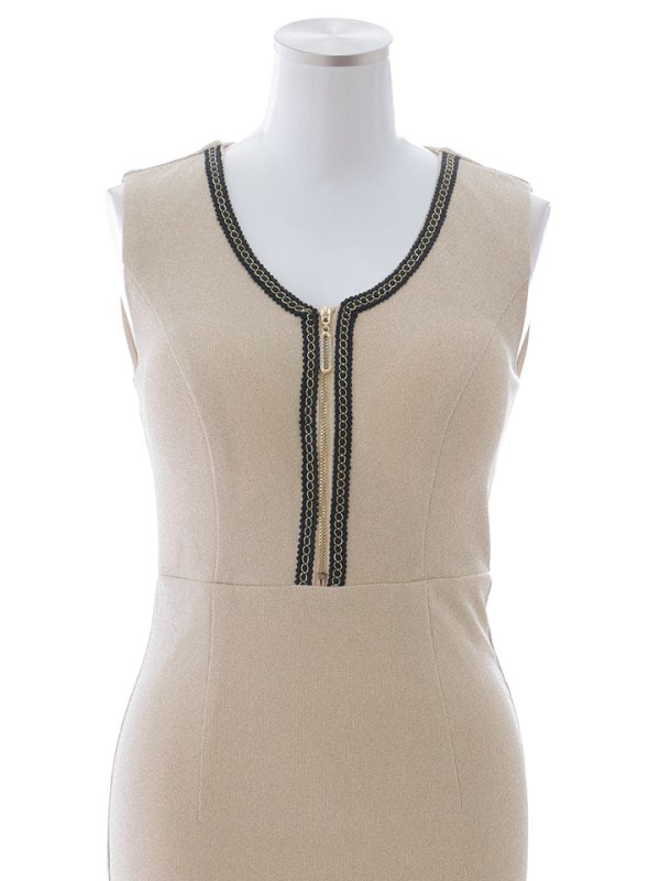 画像15: グリッターラメジップアップミディアムドレス/キャバドレス【S-Mサイズ/1カラー】[OF03B] 【IM】 (15)