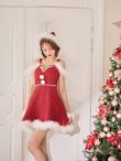 画像14: 【即日発送】【サンタ】フロントリボンオフショルフレアサンタコスプレ【コスプレ4点セット】【S-Mサイズ/1カラー】[OF03] (14)