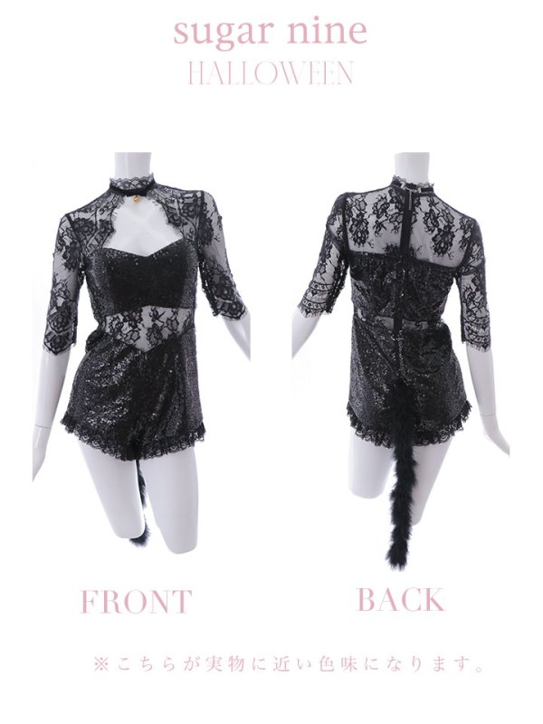 画像12: 【即日発送】杉山佳那恵ちゃんコラボ☆黒猫コスプレ【sugar nineハロウィン6点セット】【S-Mサイズ/1カラー】[OF01] (12)