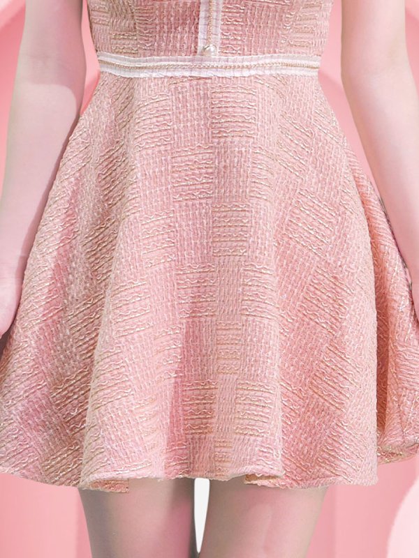 画像5: 【JENNNY】フレアキャミソールドレス/ツイード/レース/谷間見せ/背中見せ/ミニドレス/キャバドレス【S-Lサイズ/1カラー】[OF04] 【KND】 (5)