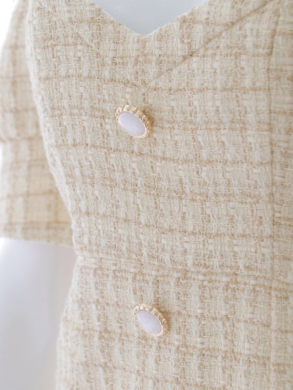 画像16: 【送料無料！】【JENNNY】パフスリーブツイードチェックドレス/キャバドレス【XS-Mサイズ/カラー】[OF04] 【KND】 (16)