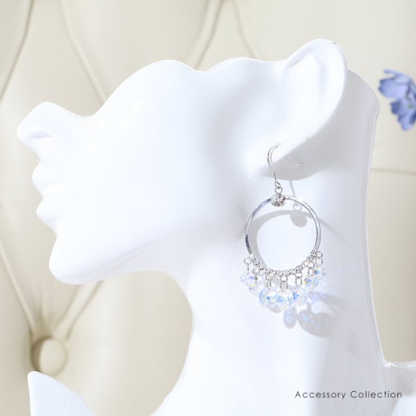 画像3: 【アクセサリー:ピアス】【ERUKEI】シルバーリングビジューピアス【OF02C-U】 (3)