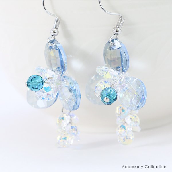 画像2: 【アクセサリー:ピアス】【ERUKEI】ブルーxクリスタルビジューピアス【OF02C-U】 (2)