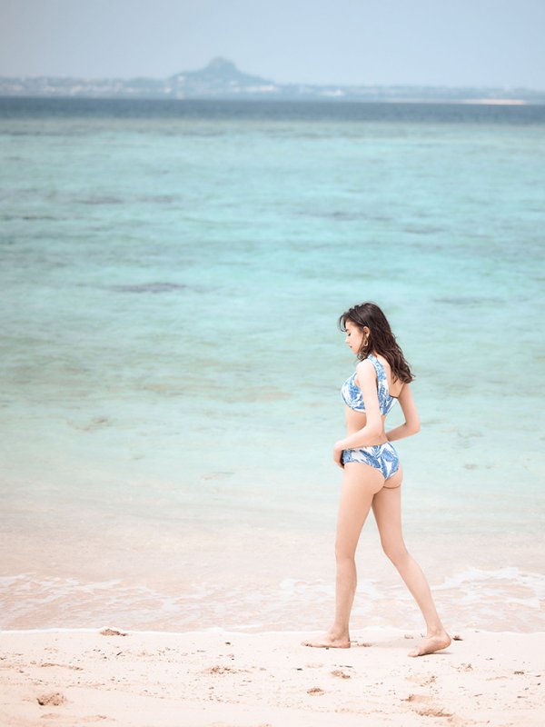 画像8: 【即日発送】【水着セール】【水着】ワンショルダーバイカラーリーフビキニ[YMT] (8)