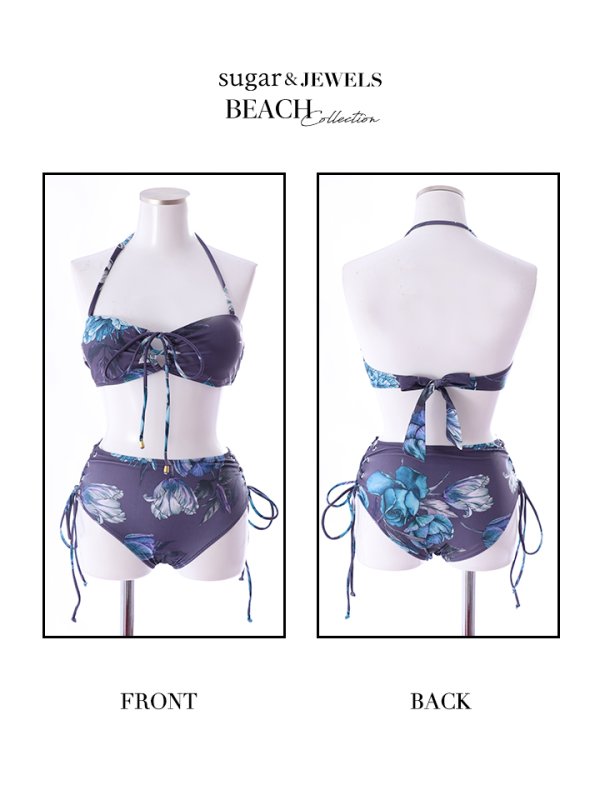 画像7: 【即日発送】【水着セール】【水着】バンドゥハイウエストモーヴパープルフラワービキニ[YMT] (7)