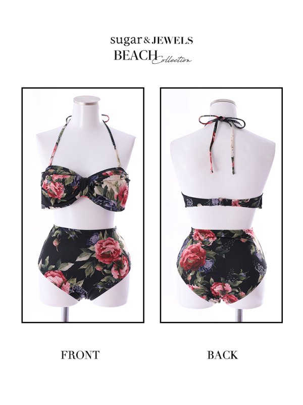 画像10: 【即日発送】【水着セール】【水着】フラワーホルターハイウエストビキニ[YMT] (10)