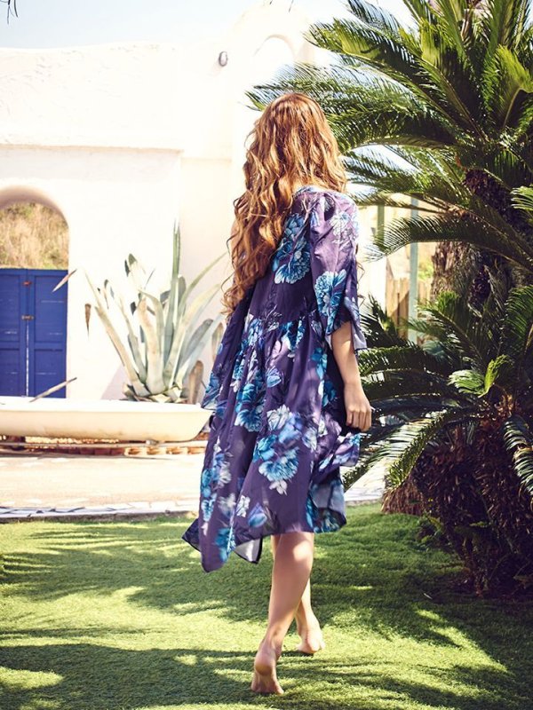 画像7: 【即日発送】値下げ！【水着】ペプラムフリルモーヴパープルフラワービキニ [YMT] (7)