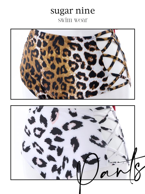 画像13: 【即日発送】【水着セール】【ビキニ】【水着】【パンツ2種類入り】2WAYフリルリボンレオパードビキニ[YMT] (13)