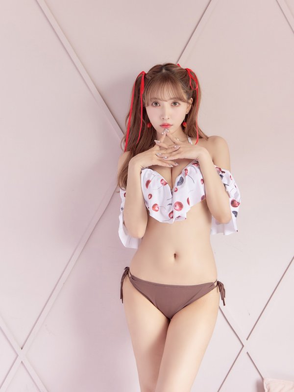 画像10: 【即日発送】【ビキニ】【水着】フリルショルダーさくらんぼビキニ[YMT] (10)