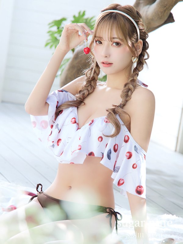 画像9: 【即日発送】【ビキニ】【水着】フリルショルダーさくらんぼビキニ[YMT] (9)