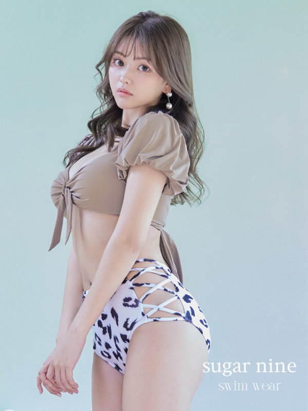 画像2: 【即日発送】【ビキニ】【水着】袖ありギャザーダルメシアンビキニ[FB01] (2)