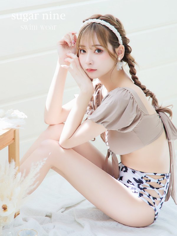 画像2: 【即日発送】【ビキニ】【水着】袖ありギャザーダルメシアンビキニ[YMT] (2)