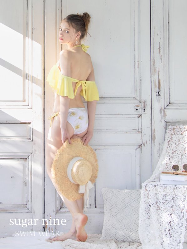 画像2: 【即日発送】【ビキニ】【水着】フリルショルダーフラワービキニ[YMT] (2)