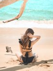画像13: 【即日発送】【ビキニ】【水着】ショルダーフリルクロスビキニ/無地/シンプル[YMT] (13)
