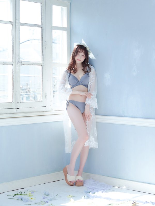 画像22: 【即日発送】【ビキニ】【水着】ショルダーフリルクロスビキニ/無地/シンプル[YMT] (22)