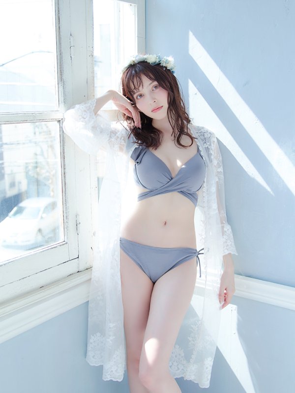 画像27: 【即日発送】【ビキニ】【水着】ショルダーフリルクロスビキニ/無地/シンプル[YMT] (27)