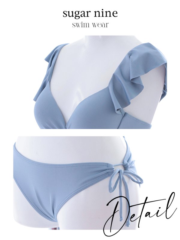 画像17: 【即日発送】【ビキニ】【水着】ショルダーフリルクロスビキニ/無地/シンプル[YMT] (17)