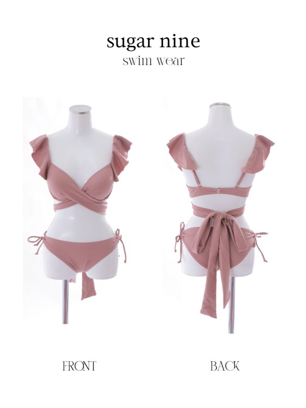 画像18: 【即日発送】【ビキニ】【水着】ショルダーフリルクロスビキニ/無地/シンプル[YMT] (18)