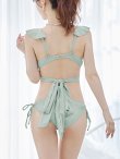 画像10: 【即日発送！】【ビキニ】【水着】ショルダーフリルクロスビキニ/無地/シンプル[YMT] (10)