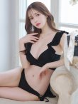 画像7: 【即日発送】【ビキニ】【水着】ショルダーフリルクロスビキニ/無地/シンプル[YMT] (7)