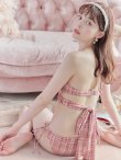 画像10: 【ビキニ】【水着】ツイードプリント バッククロスリボン クロスビキニ 2点セット[YMT] (10)
