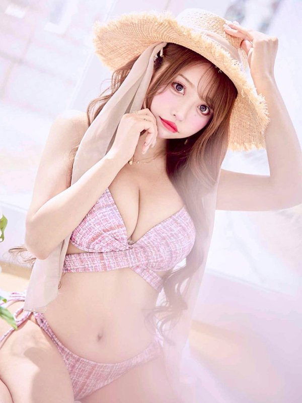 画像5: 【即日発送】【ビキニ】【水着】ツイードプリント バッククロスリボン クロスビキニ 2点セット[YMT] (5)