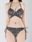 画像7: 【即日発送】【ビキニ】【水着】ツイードプリント バッククロスリボン クロスビキニ 2点セット[YMT] (7)